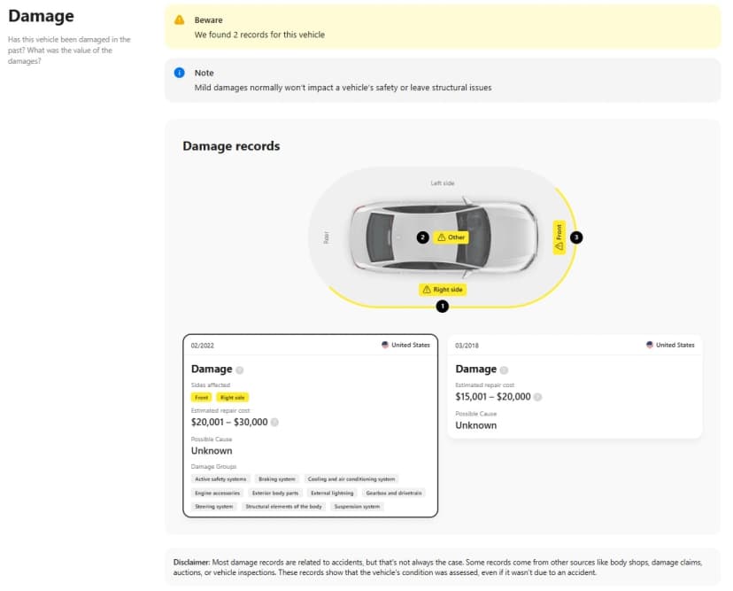 Pro Vin Check Vehicle Reports Damage Records
