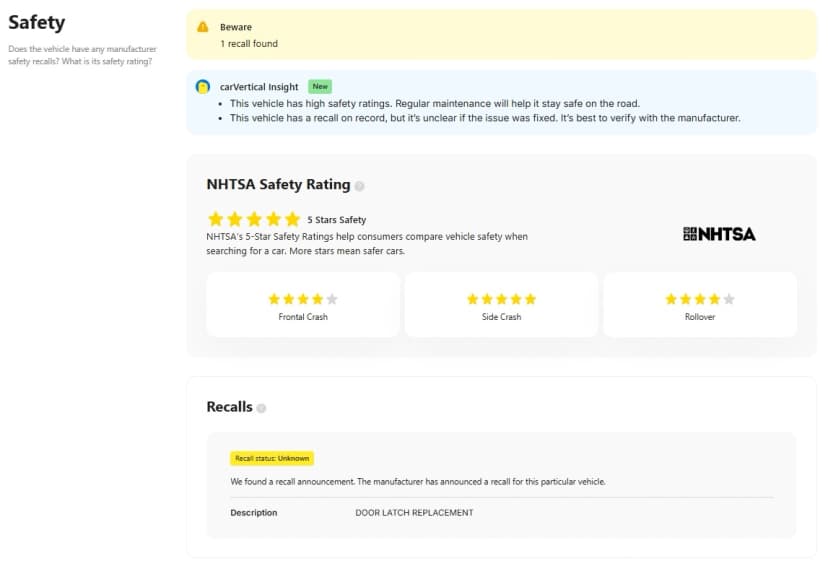 Pro Vin Check Vehicle Reports Safety